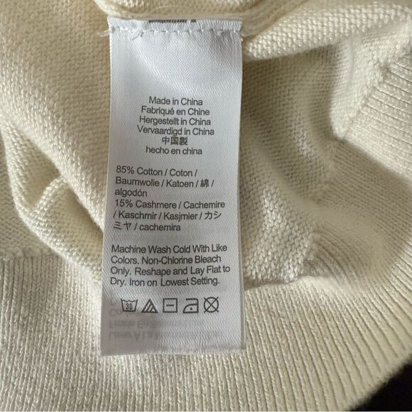J Crew Sweater Womens Sz XL Ivory Knit Cotton Cashmere Pullover Preppy Comfort - Picture 9 of 12